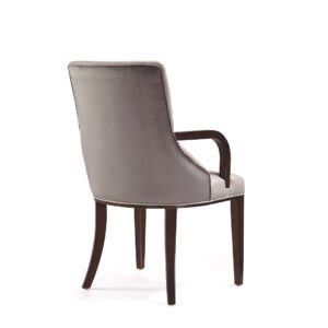 Manhattan Comfort Shubert Modern Faux Leather and Velvet Dining Armchair in Light Grey