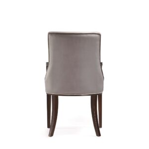 Manhattan Comfort Shubert Modern Faux Leather and Velvet Dining Armchair in Light Grey