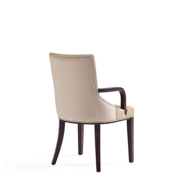 Manhattan Comfort Shubert Modern Faux Leather and Velvet Dining Armchair in Tan