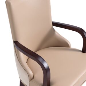 Manhattan Comfort Shubert Modern Faux Leather and Velvet Dining Armchair in Tan