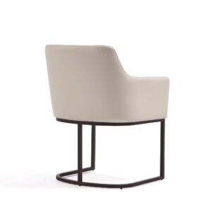 Manhattan Comfort Modern Serena Dining Armchair Upholstered in Leatherette with Steel Legs in Cream