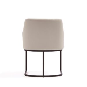 Manhattan Comfort Modern Serena Dining Armchair Upholstered in Leatherette with Steel Legs in Cream