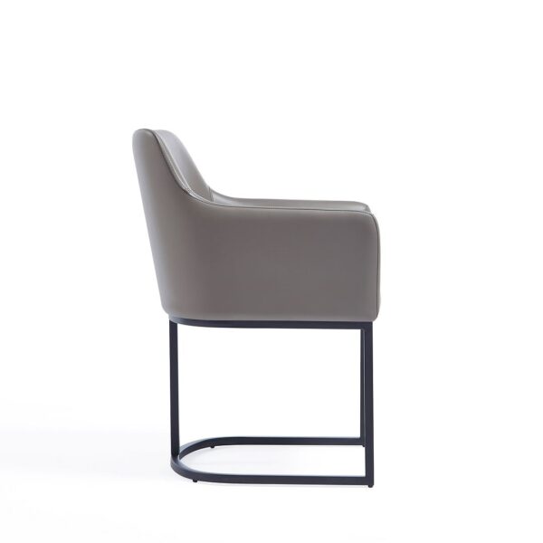 Manhattan Comfort Modern Serena Dining Armchair Upholstered in Leatherette with Steel Legs in Grey