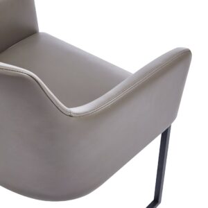 Manhattan Comfort Modern Serena Dining Armchair Upholstered in Leatherette with Steel Legs in Grey