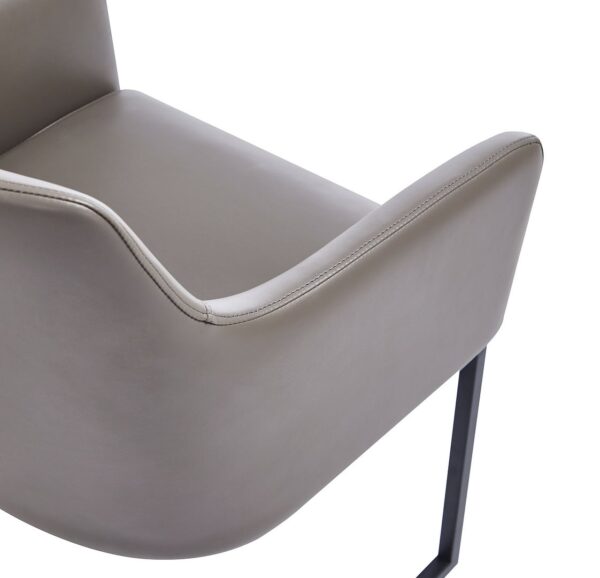 Manhattan Comfort Modern Serena Dining Armchair Upholstered in Leatherette with Steel Legs in Grey