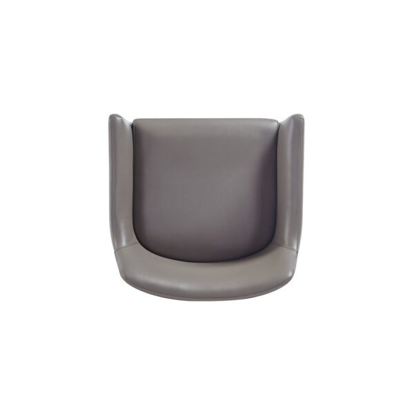 Manhattan Comfort Modern Serena Dining Armchair Upholstered in Leatherette with Steel Legs in Grey