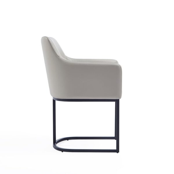 Manhattan Comfort Modern Serena Dining Armchair Upholstered in Leatherette with Steel Legs in Light Grey