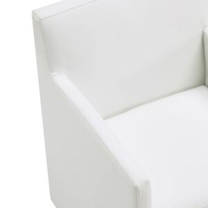 Manhattan Comfort Anna Modern Square Faux Leather Dining Armchair in Cream