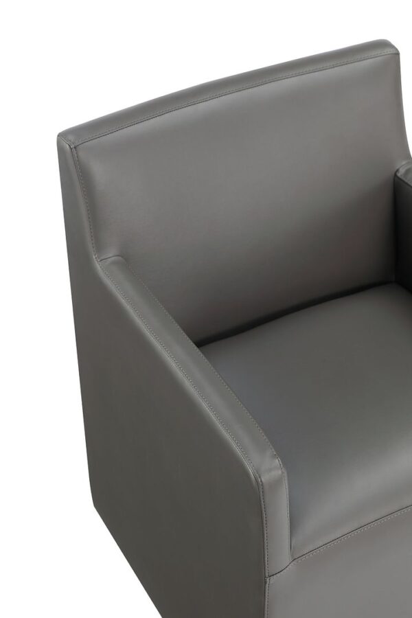 Manhattan Comfort Anna Modern Square Faux Leather Dining Armchair in Pewter