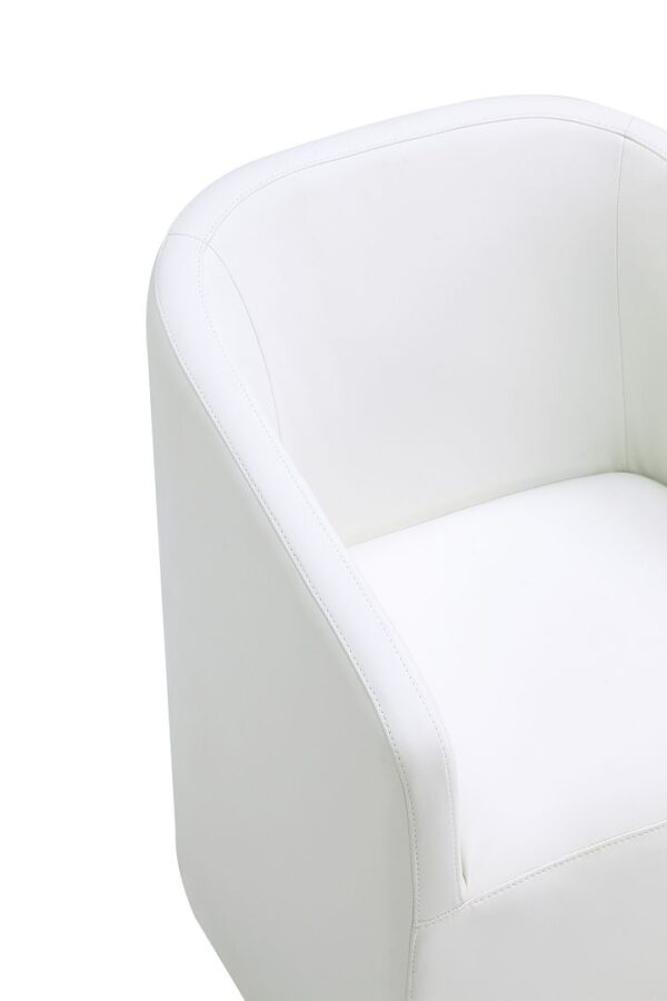 Manhattan Comfort Anna Modern Round Faux Leather Dining Armchair in Cream