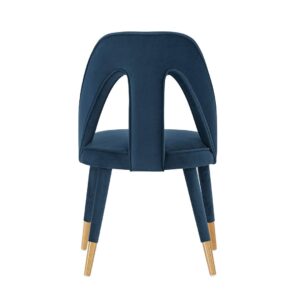 Manhattan Comfort Modern Neda Velvet  Dining Chair in Midnight Blue