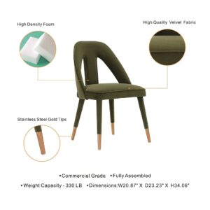 Manhattan Comfort Modern Neda Velvet  Dining Chair in Olive Green