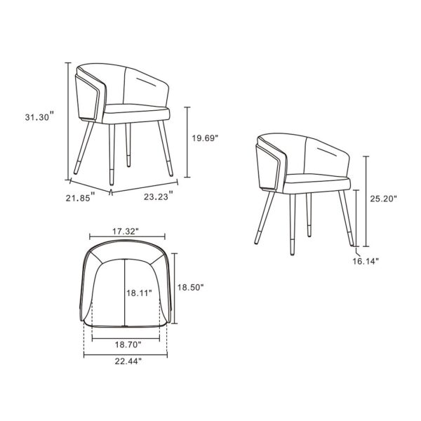 Manhattan Comfort Modern Reeva Dining Chair Upholstered in Leatherette with Beech Wood Back and Solid Wood Legs in Walnut and Cream