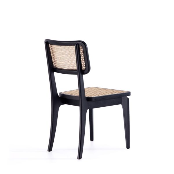 Manhattan Comfort Giverny Dining Chair in Black and Natural Cane - Set of 2