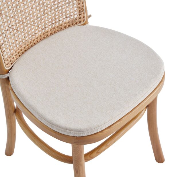 Manhattan Comfort Paragon Dining Chair 1.0 with Cream Cushions in Nature and Cane - Set of 2