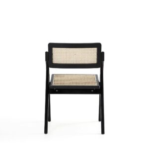 Manhattan Comfort Lambinet Folding Dining Chair in Black and Natural Cane - Set of 2