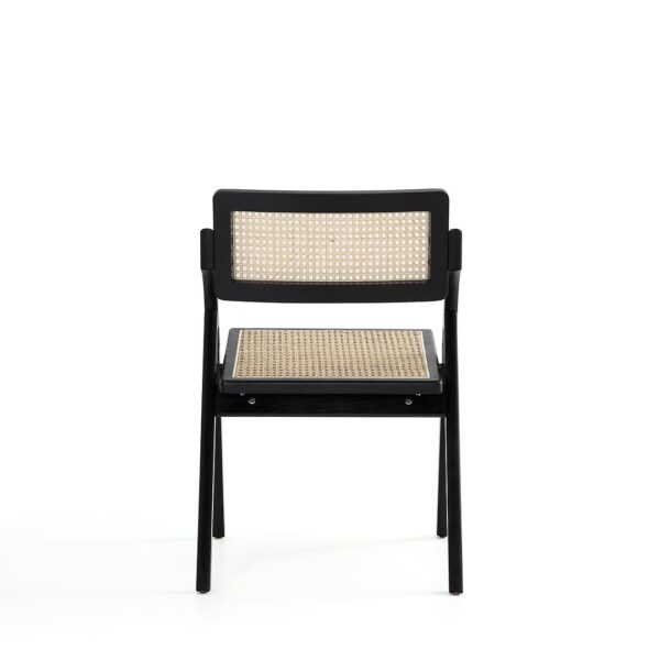 Manhattan Comfort Lambinet Folding Dining Chair in Black and Natural Cane - Set of 2