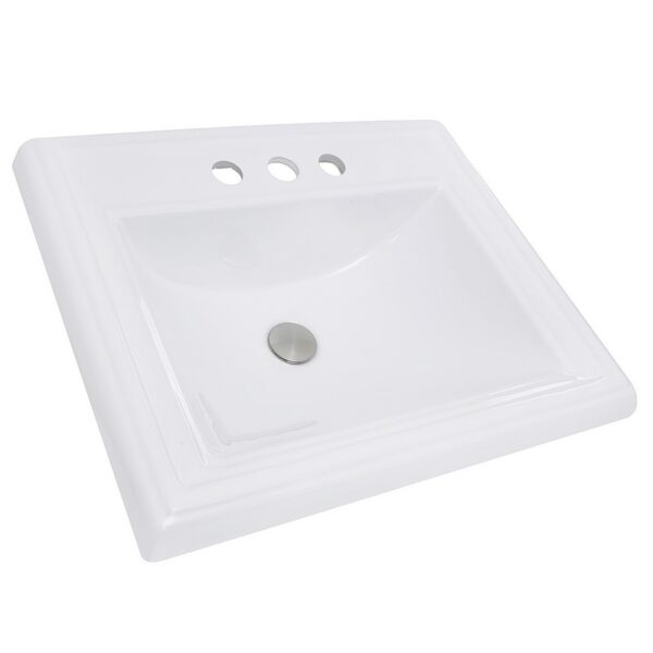 Nantucket Sinks DI-2418-R4 23 Inch Rectangular Drop-In Ceramic Vanity Sink