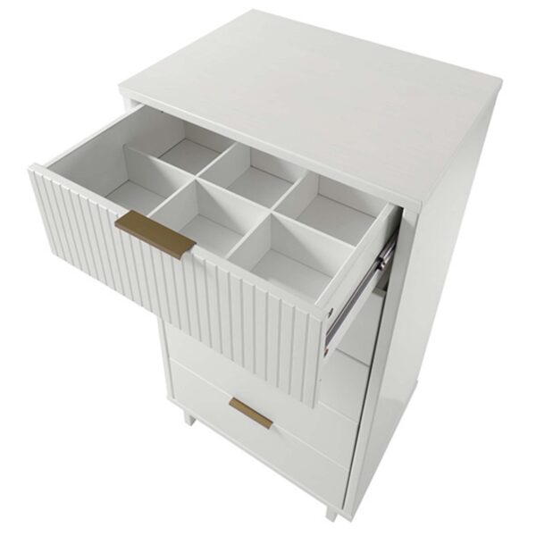 Manhattan Comfort Granville Tall 23.62" Modern Narrow Dresser with 5 Full Extension Drawers in White