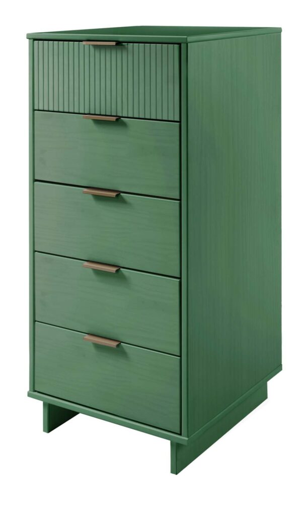 Manhattan Comfort Granville Tall 23.62" Modern Narrow Dresser with 5 Full Extension Drawers in Sage Green