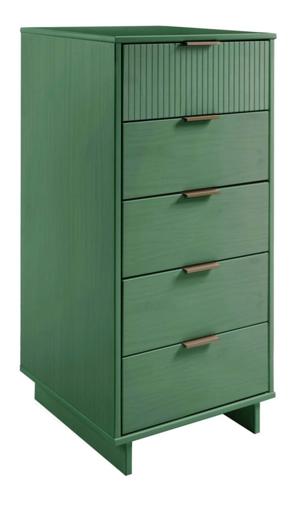 Manhattan Comfort Granville Tall 23.62" Modern Narrow Dresser with 5 Full Extension Drawers in Sage Green