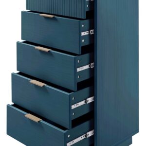 Manhattan Comfort Granville Tall 23.62" Modern Narrow Dresser with 5 Full Extension Drawers in Midnight Blue