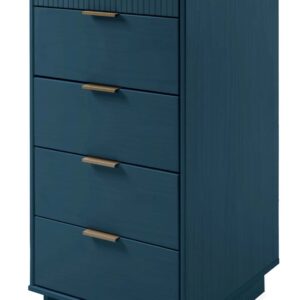 Manhattan Comfort Granville Tall 23.62" Modern Narrow Dresser with 5 Full Extension Drawers in Midnight Blue