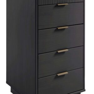 Manhattan Comfort Granville Tall 23.62" Modern Narrow Dresser with 5 Full Extension Drawers in Dark Grey