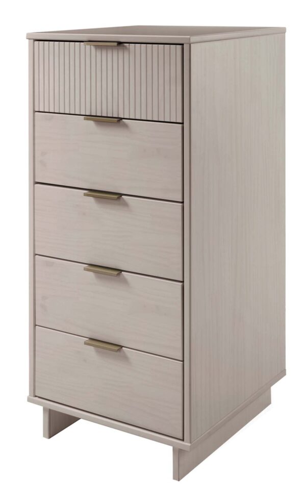 Manhattan Comfort Granville Tall 23.62" Modern Narrow Dresser with 5 Full Extension Drawers in Light Grey