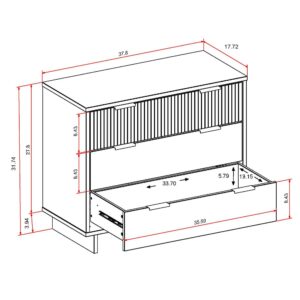 Manhattan Comfort Granville 38.18" Modern Standard Dresser with 3 Full Extension Drawers in White