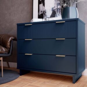 Manhattan Comfort Granville 38.18" Modern Standard Dresser with 3 Full Extension Drawers in Midnight Blue