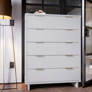 Manhattan Comfort Granville 45.27" Modern Tall Dresser with 5 Full Extension Drawers in White