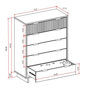 Manhattan Comfort Granville 45.27" Modern Tall Dresser with 5 Full Extension Drawers in White