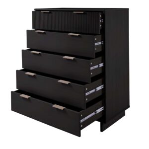 Manhattan Comfort Granville 45.27" Modern Tall Dresser with 5 Full Extension Drawers in Black