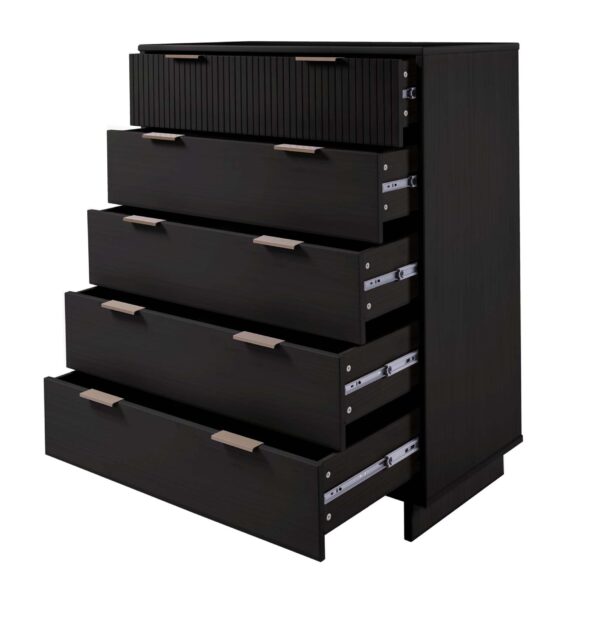 Manhattan Comfort Granville 45.27" Modern Tall Dresser with 5 Full Extension Drawers in Black