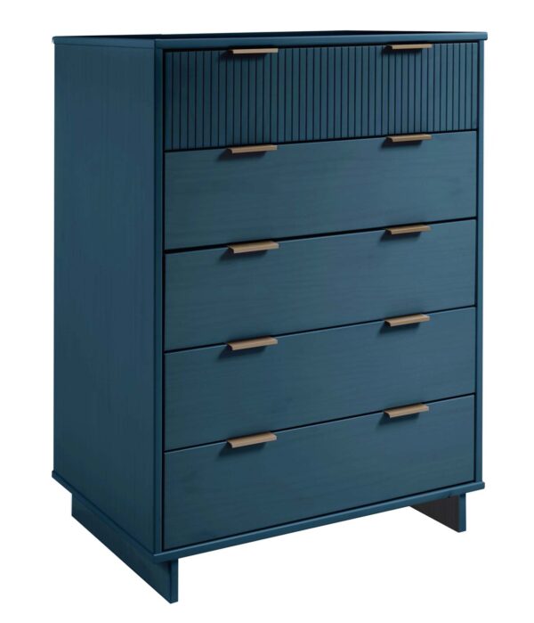 Manhattan Comfort Granville 45.27" Modern Tall Dresser with 5 Full Extension Drawers in Midnight Blue