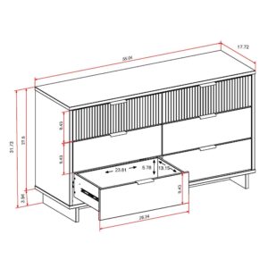 Manhattan Comfort Granville 55.07" Modern Double Wide Dresser with 6 Full Extension Drawers in White