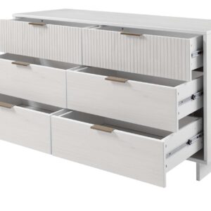 Manhattan Comfort Granville 55.07" Modern Double Wide Dresser with 6 Full Extension Drawers in White