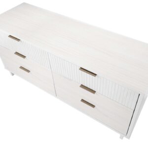 Manhattan Comfort Granville 55.07" Modern Double Wide Dresser with 6 Full Extension Drawers in White