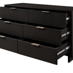 Manhattan Comfort Granville 55.07" Modern Double Wide Dresser with 6 Full Extension Drawers in Black