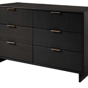 Manhattan Comfort Granville 55.07" Modern Double Wide Dresser with 6 Full Extension Drawers in Black