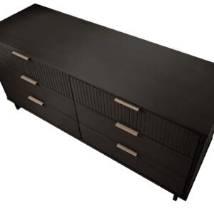 Manhattan Comfort Granville 55.07" Modern Double Wide Dresser with 6 Full Extension Drawers in Black