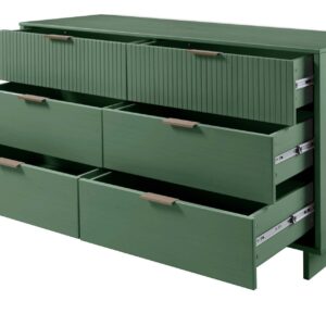 Manhattan Comfort Granville 55.07" Modern Double Wide Dresser with 6 Full Extension Drawers in Sage Green