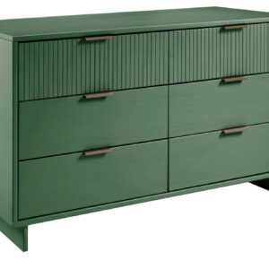 Manhattan Comfort Granville 55.07" Modern Double Wide Dresser with 6 Full Extension Drawers in Sage Green