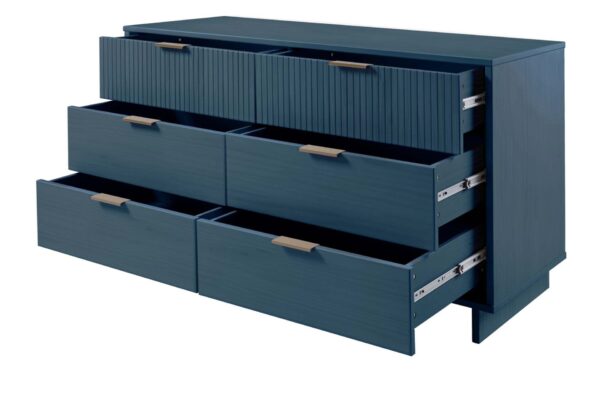 Manhattan Comfort Granville 55.07" Modern Double Wide Dresser with 6 Full Extension Drawers in Midnight Blue