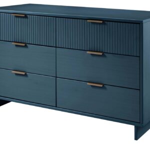 Manhattan Comfort Granville 55.07" Modern Double Wide Dresser with 6 Full Extension Drawers in Midnight Blue