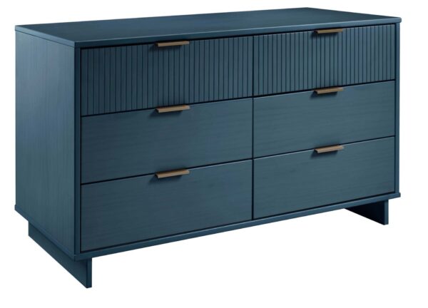 Manhattan Comfort Granville 55.07" Modern Double Wide Dresser with 6 Full Extension Drawers in Midnight Blue