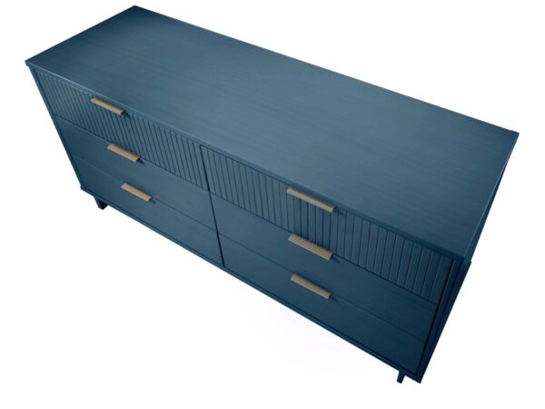 Manhattan Comfort Granville 55.07" Modern Double Wide Dresser with 6 Full Extension Drawers in Midnight Blue