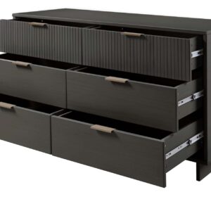 Manhattan Comfort Granville 55.07" Modern Double Wide Dresser with 6 Full Extension Drawers in Dark Grey