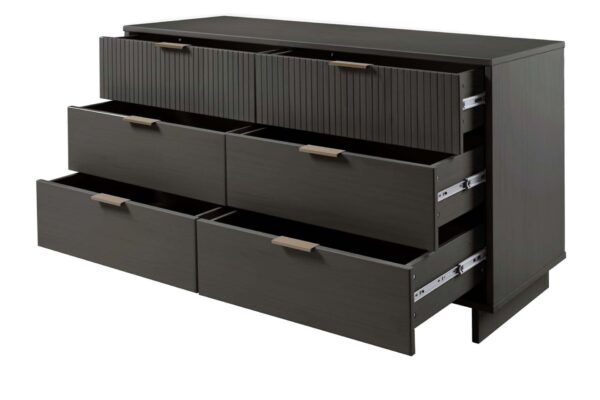 Manhattan Comfort Granville 55.07" Modern Double Wide Dresser with 6 Full Extension Drawers in Dark Grey